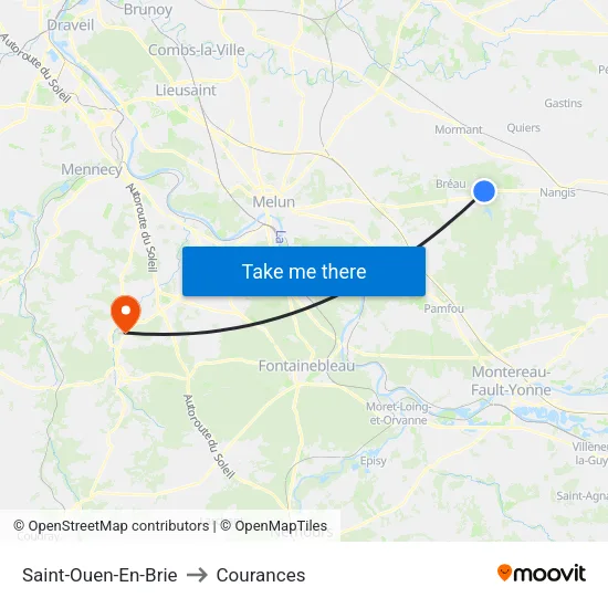 Saint-Ouen-En-Brie to Courances map