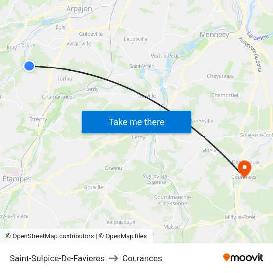 Saint-Sulpice-De-Favieres to Courances map