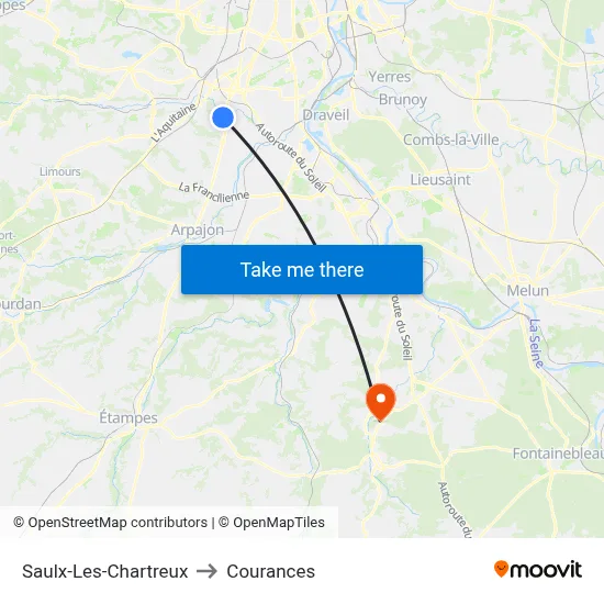 Saulx-Les-Chartreux to Courances map