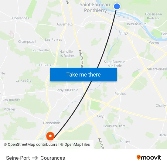 Seine-Port to Courances map