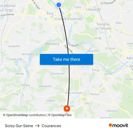 Soisy-Sur-Seine to Courances map