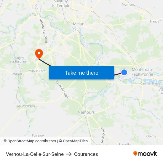 Vernou-La-Celle-Sur-Seine to Courances map