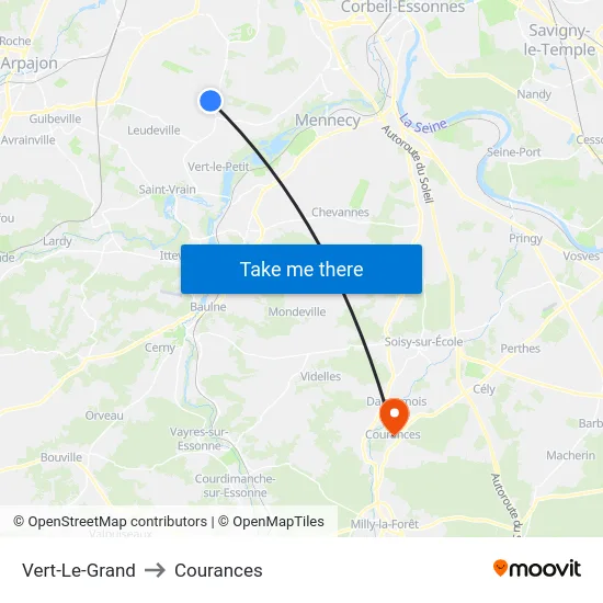 Vert-Le-Grand to Courances map