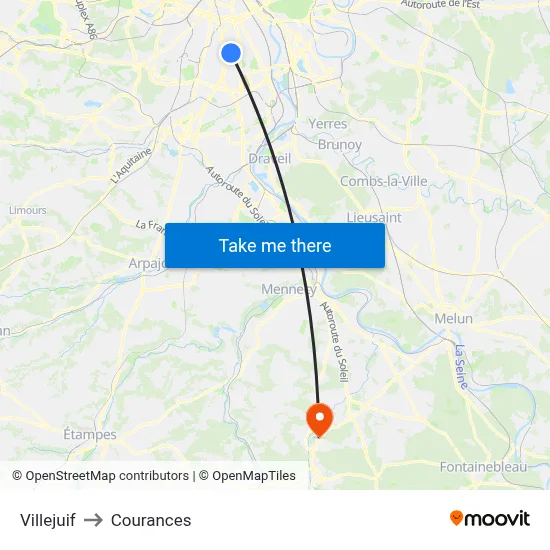 Villejuif to Courances map