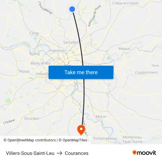 Villers-Sous-Saint-Leu to Courances map