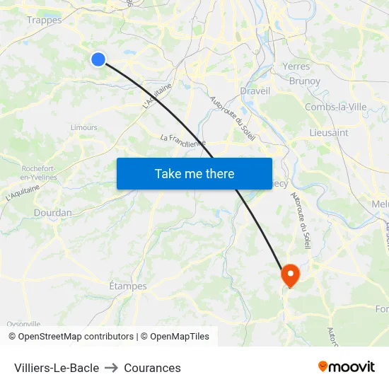 Villiers-Le-Bacle to Courances map