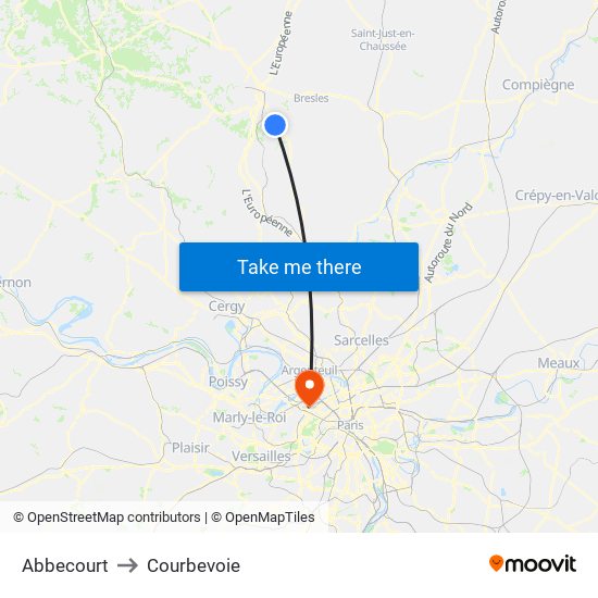 Abbecourt to Courbevoie map