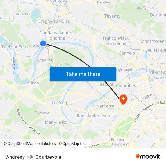 Andresy to Courbevoie map