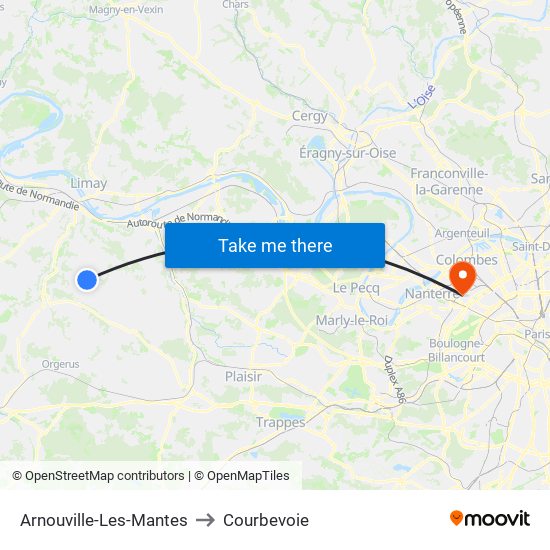 Arnouville-Les-Mantes to Courbevoie map