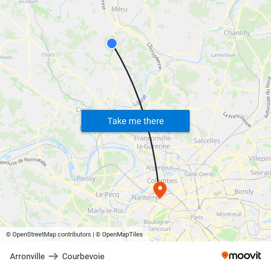 Arronville to Courbevoie map