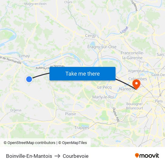 Boinville-En-Mantois to Courbevoie map