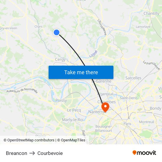 Breancon to Courbevoie map