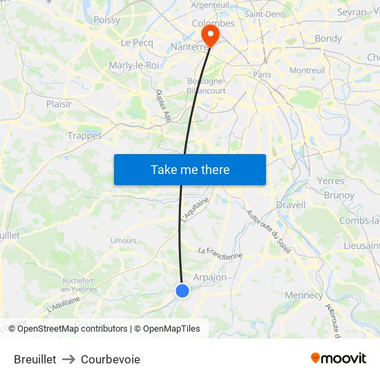 Breuillet to Courbevoie map