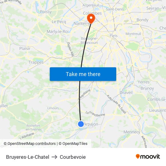 Bruyeres-Le-Chatel to Courbevoie map
