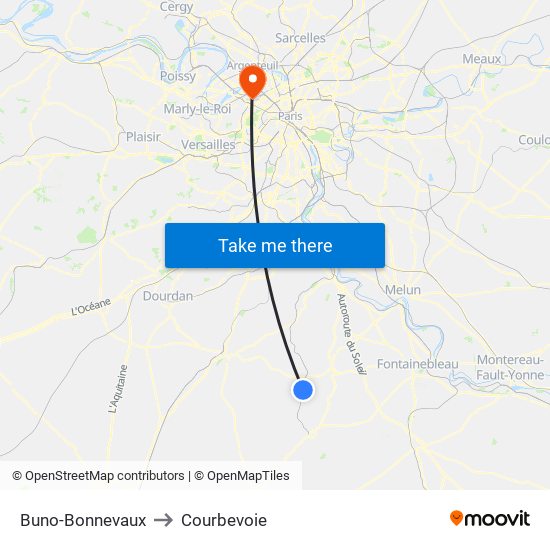 Buno-Bonnevaux to Courbevoie map