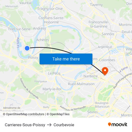 Carrieres-Sous-Poissy to Courbevoie map