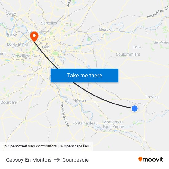 Cessoy-En-Montois to Courbevoie map