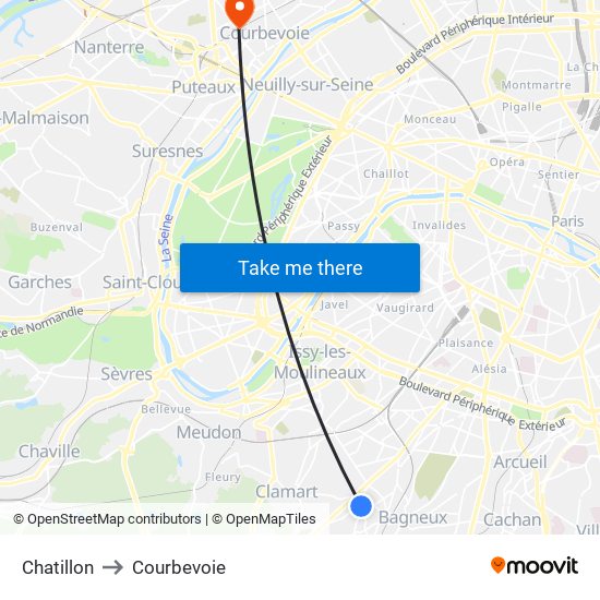 Chatillon to Courbevoie map