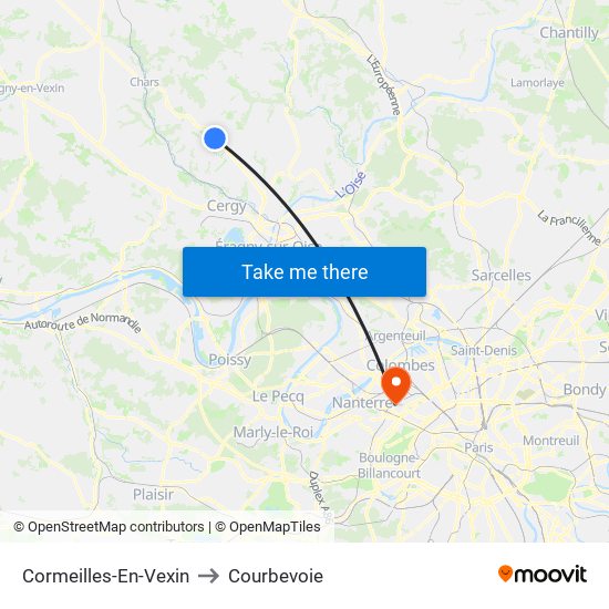 Cormeilles-En-Vexin to Courbevoie map