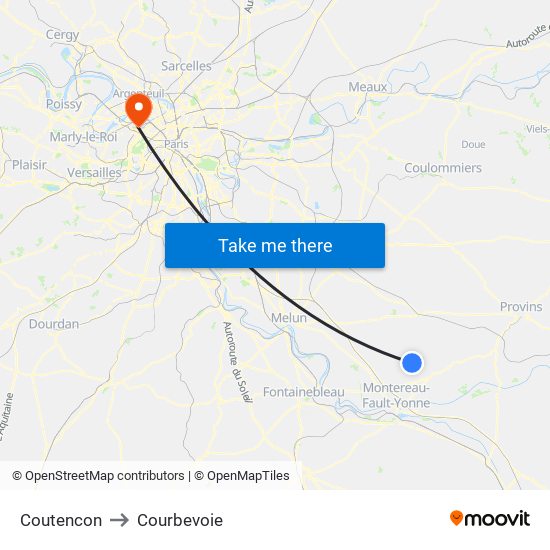 Coutencon to Courbevoie map