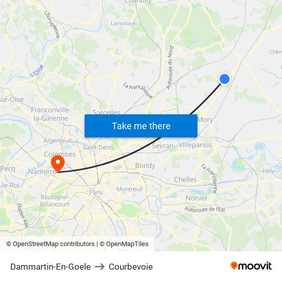 Dammartin-En-Goele to Courbevoie map