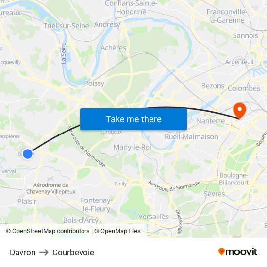 Davron to Courbevoie map