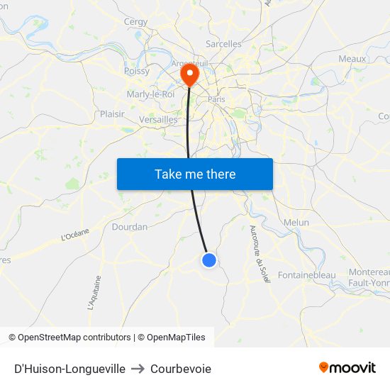 D'Huison-Longueville to Courbevoie map