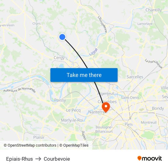 Epiais-Rhus to Courbevoie map