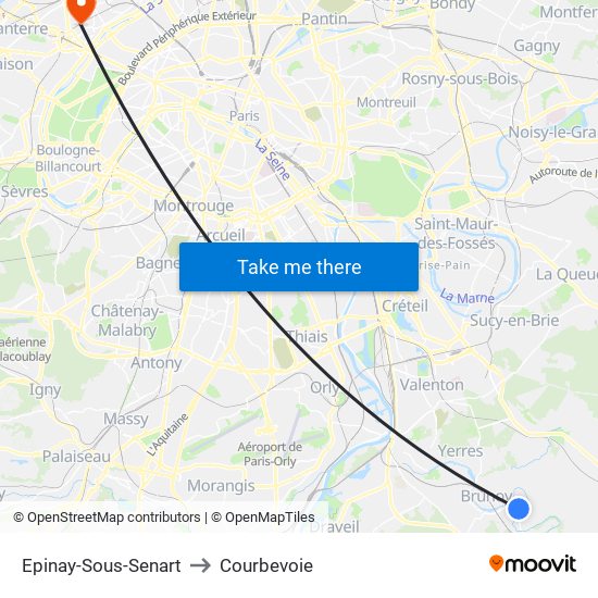 Epinay-Sous-Senart to Courbevoie map
