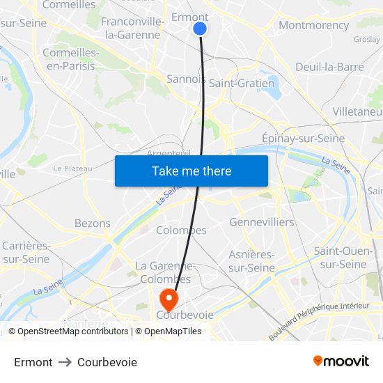 Ermont to Courbevoie map
