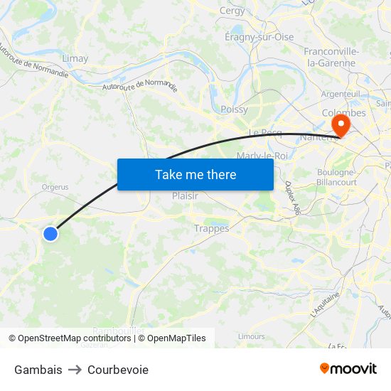 Gambais to Courbevoie map