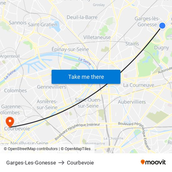 Garges-Les-Gonesse to Courbevoie map
