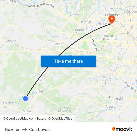 Gazeran to Courbevoie map