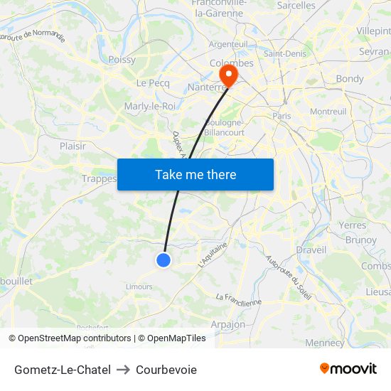 Gometz-Le-Chatel to Courbevoie map