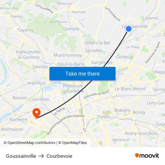 Goussainville to Courbevoie map