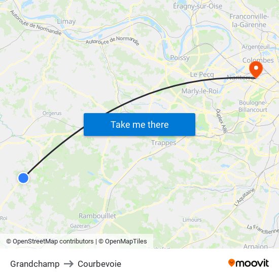 Grandchamp to Courbevoie map