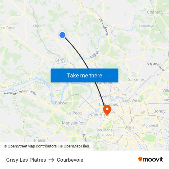 Grisy-Les-Platres to Courbevoie map
