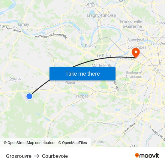 Grosrouvre to Courbevoie map