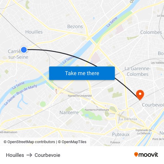 Houilles to Courbevoie map