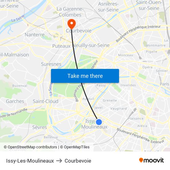 Issy-Les-Moulineaux to Courbevoie map