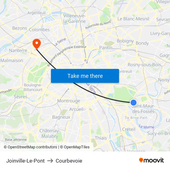 Joinville-Le-Pont to Courbevoie map