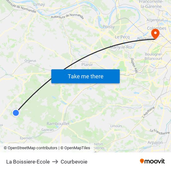 La Boissiere-Ecole to Courbevoie map