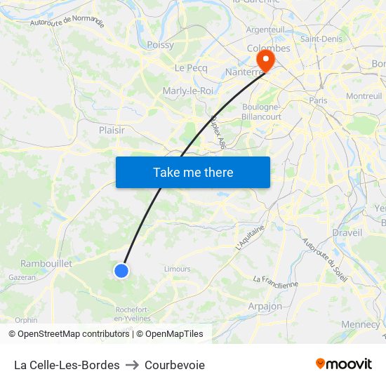La Celle-Les-Bordes to Courbevoie map