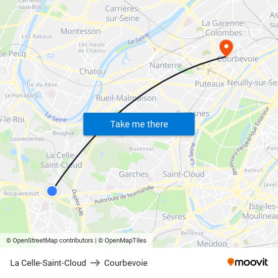 La Celle-Saint-Cloud to Courbevoie map