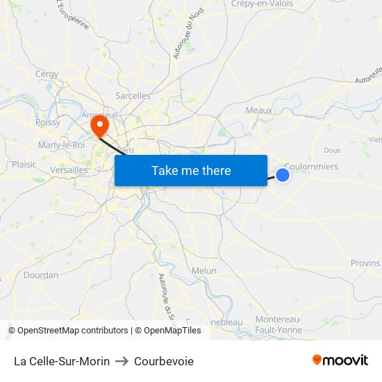 La Celle-Sur-Morin to Courbevoie map