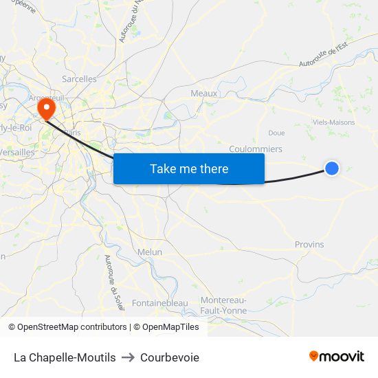 La Chapelle-Moutils to Courbevoie map