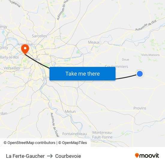 La Ferte-Gaucher to Courbevoie map