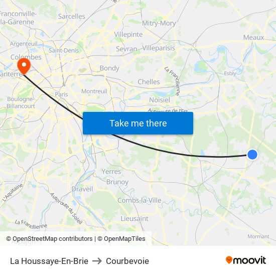 La Houssaye-En-Brie to Courbevoie map