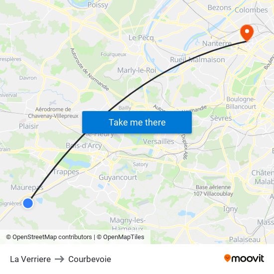 La Verriere to Courbevoie map