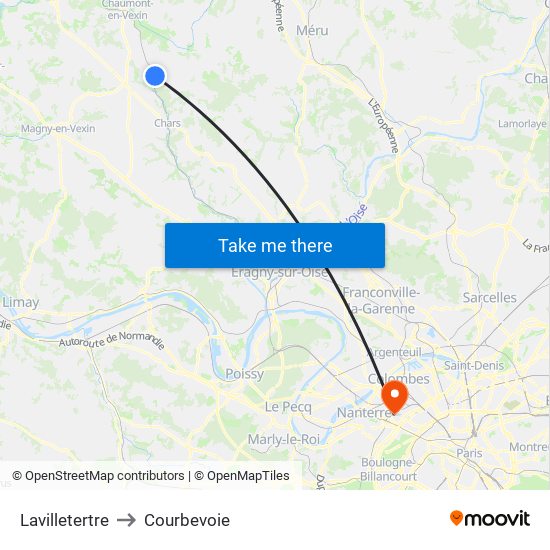 Lavilletertre to Courbevoie map